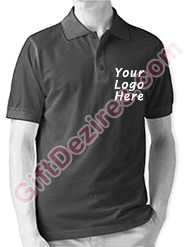Black Melange Color T Shirt With Logo Printed